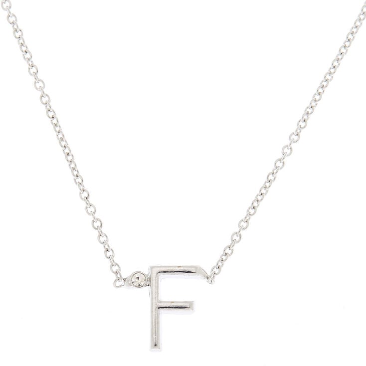 Silver Initial Necklace - F,
