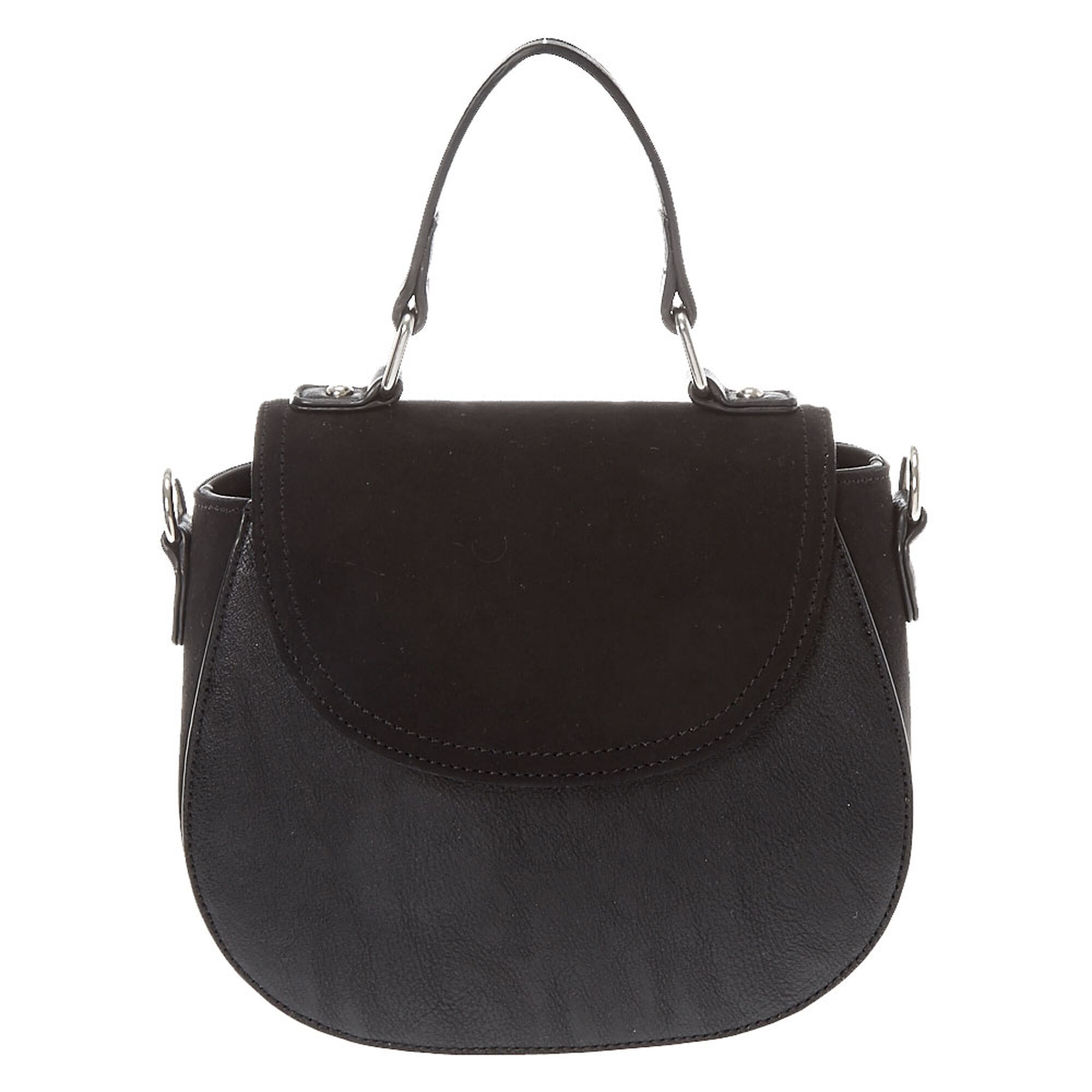 Faux Leather And Suede Black Mini Tote Saddle Bag Icing Us