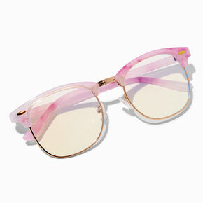 Pink Marble Browline Clear Lens Frames,