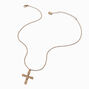 Gold-tone Bling Cross Pendant Necklace ,