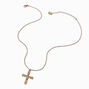 Gold-tone Bling Cross Pendant Necklace ,