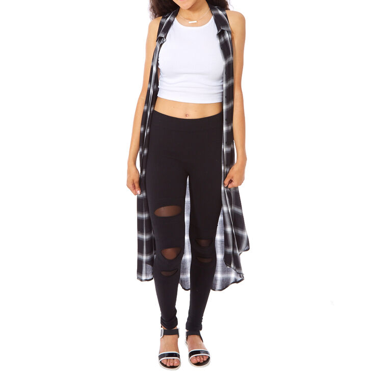 Black Plaid Kimono,