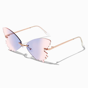 Gold Purple &amp; Pink Ombre Butterfly Sunglasses,