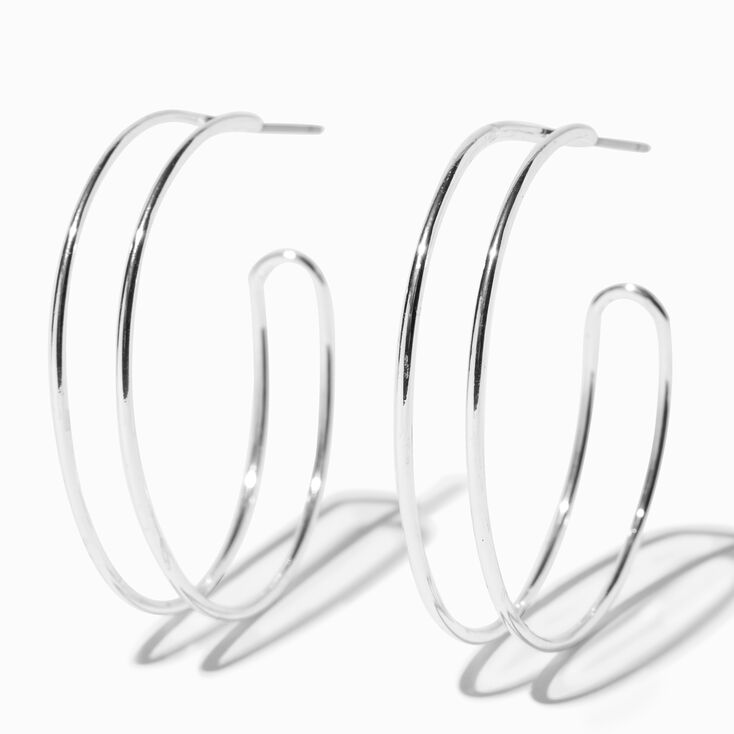 Silver 40MM Double Hoop Earrings,