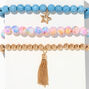 Star Rainbow Marble Beaded Stretch Bracelets - Bue, 3 Pack,