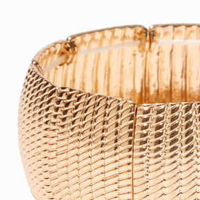 Gold Textured Band Extended Length Stretch Bracelet,