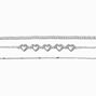 Silver-tone Crystal Heart Choker Necklaces - 3 Pack,