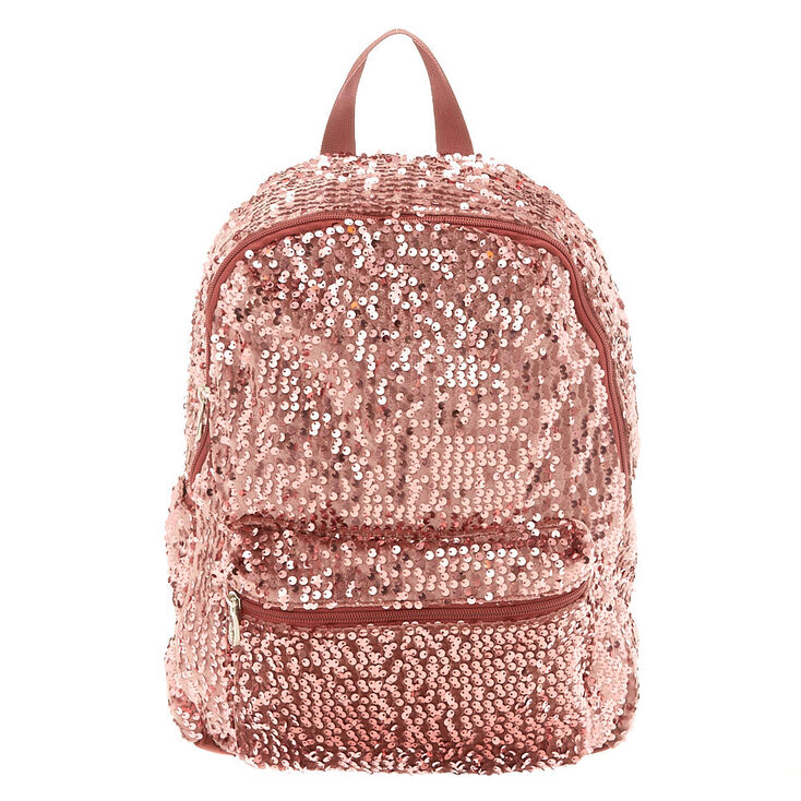 Velvet Sequin Functional Backpack - Rose Gold,