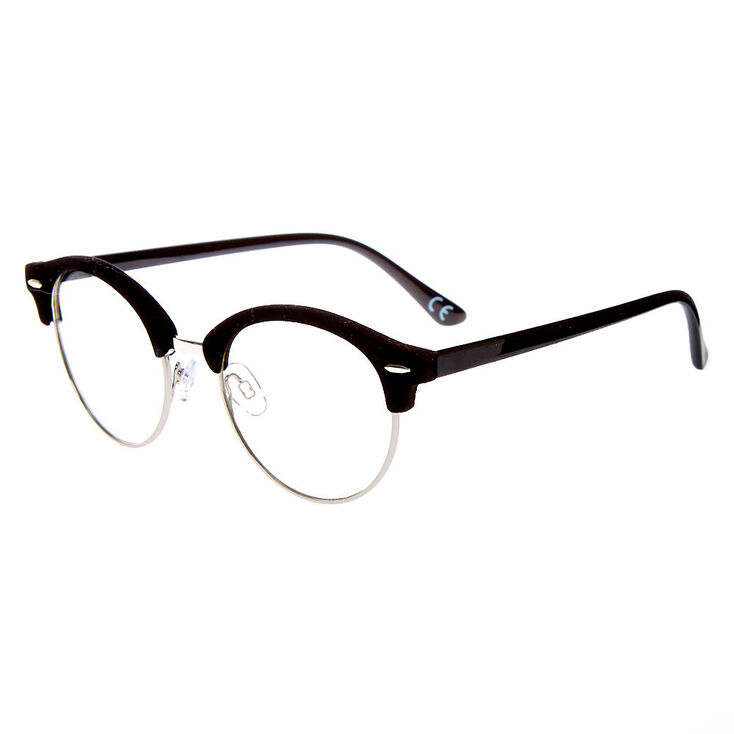 Velvet Browline Clear Lens Frames - Black,