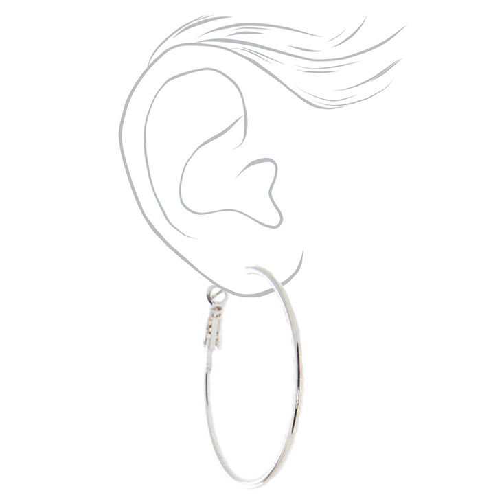 Silver Graduated Hoop Earrings - 6 Pack,