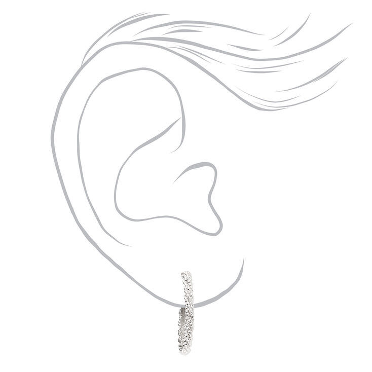 Silver 20MM Laser Cut Twisted Hoop Earrings,