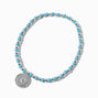 Silver-tone Celestial Coin Charm Turquoise Bead Stretch Bracelet,