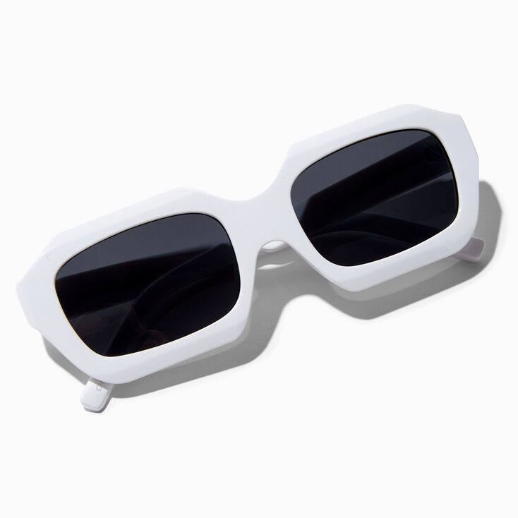 White Retro Geometric Sunglasses,