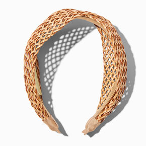 Basket-Weave Wide Raffia Headband,