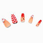 Checkered Cherry Flame Squareletto Vegan Faux Nail Set - 24 Pack,