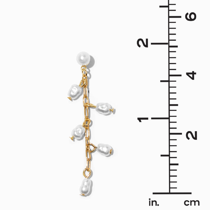 Gold Pearl Chain 2&quot; Drop Earrings,