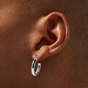 Silver-tone Crystal Stud &amp; Hoop Earring Stackables Set - 3 Pack,