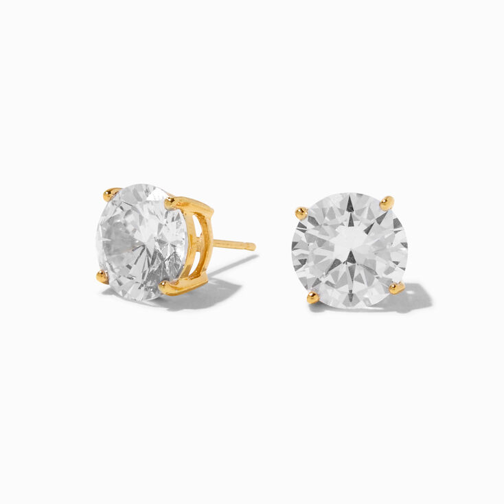 B&#39;Loved by Icing 18k Yellow Gold Plated Cubic Zirconia 10MM Round Stud Earrings,
