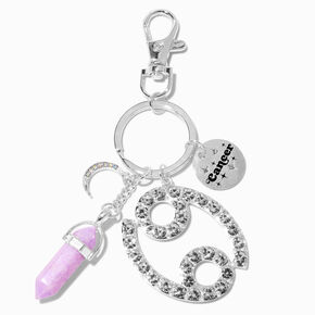 Cancer Mystical Gem Silver Zodiac Keychain,