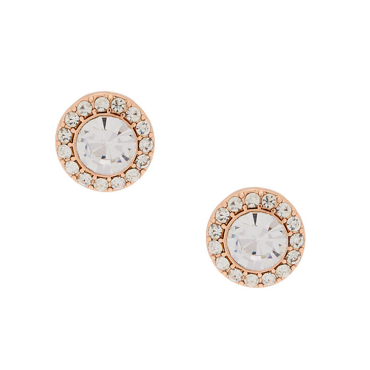 Rose Gold Crystal Stud Earrings,
