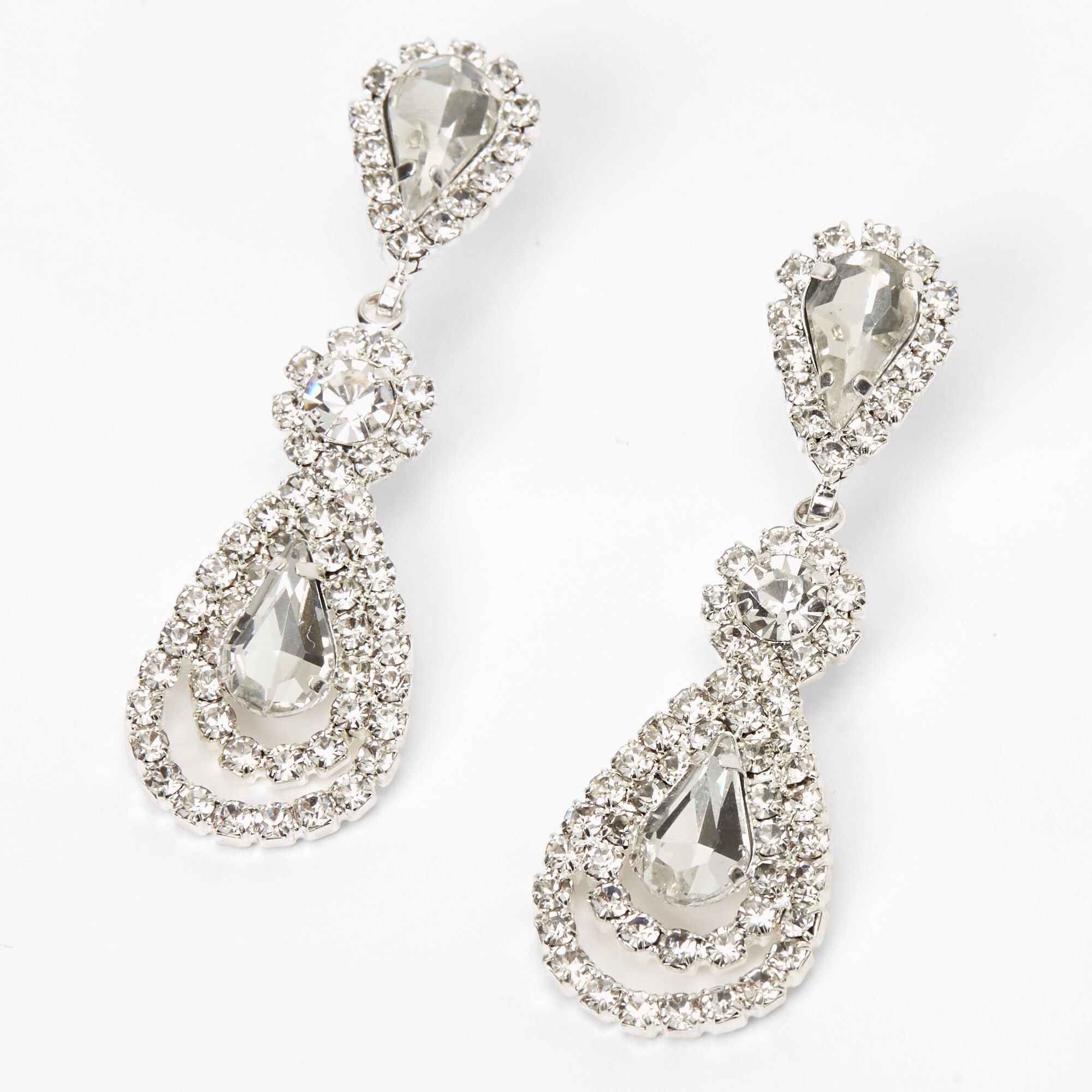 Lyla Silver Flower Rhinestone Drop Earrings – 12th Tribe