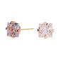 Rose Gold Cubic Zirconia Square Stud Earrings - 4MM,