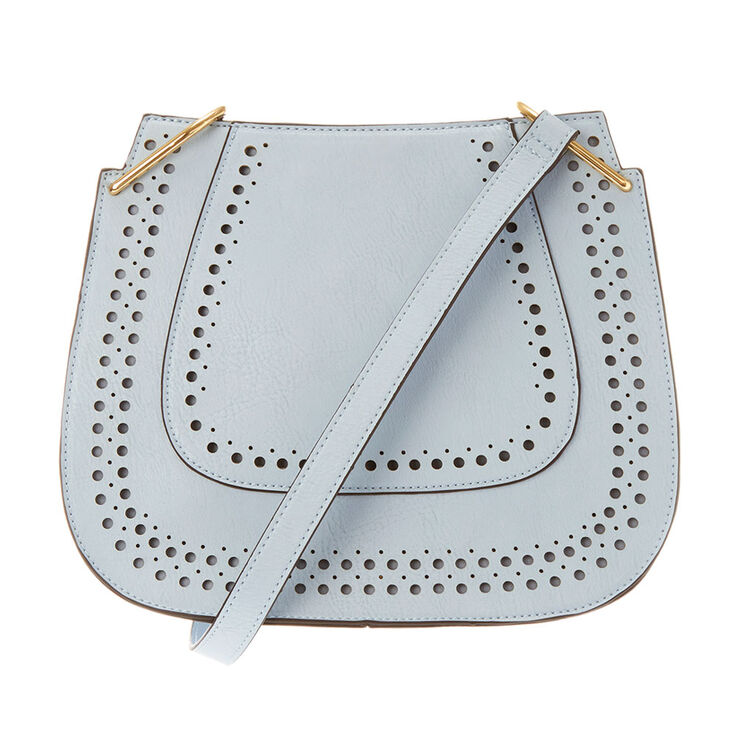 Light Blue Perforated Faux Leather Crossbody Bag Icing Us Light Blue Perforated Faux Leather Crossbody Bag