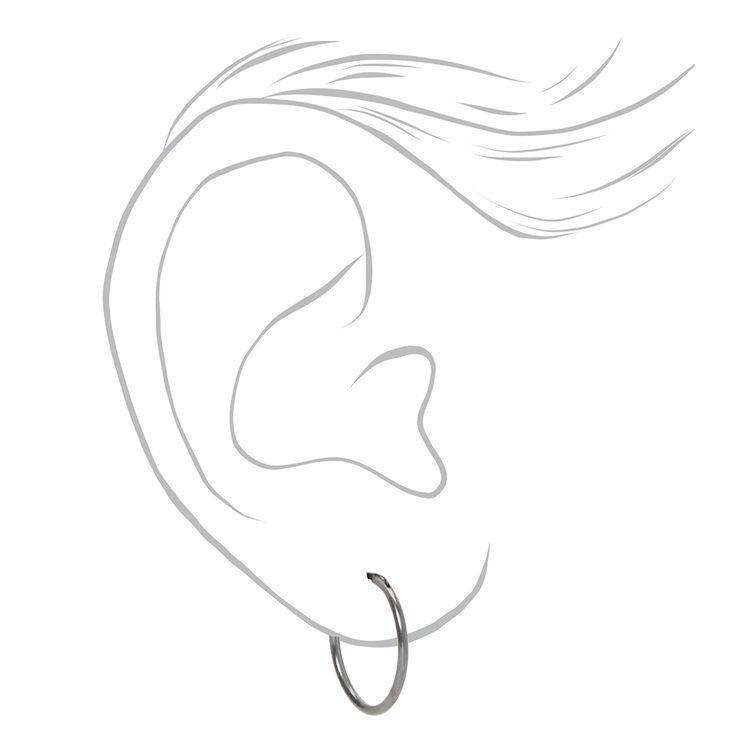 Silver Titanium 14MM Sleek Hoop Earrings,