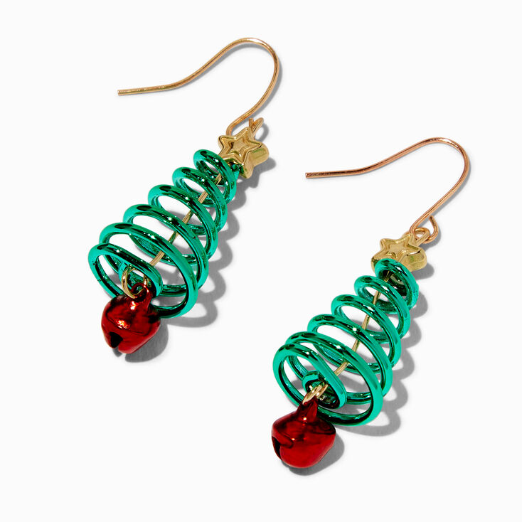 Spiral Christmas Tree 1.5&quot; Drop Earrings,
