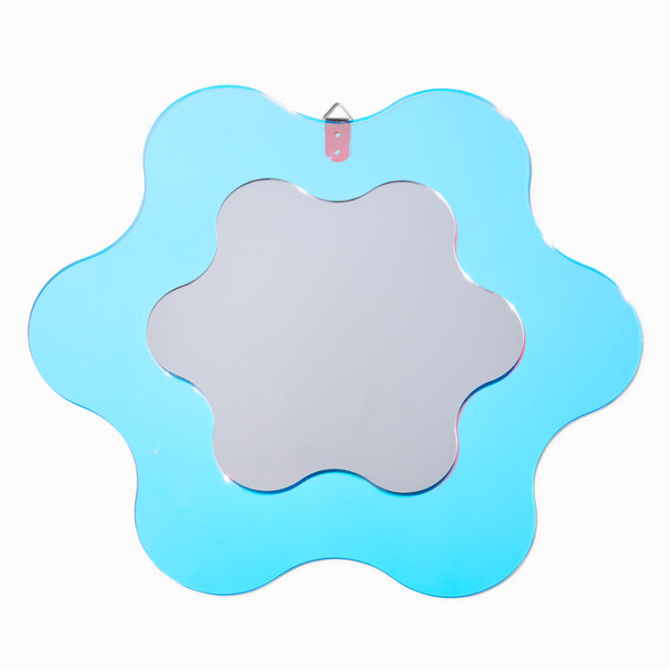 Wavy Blue Flower Hanging Mirror,