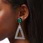 Emerald Gem Pave Triangle 2.5&quot; Drop Earrings,