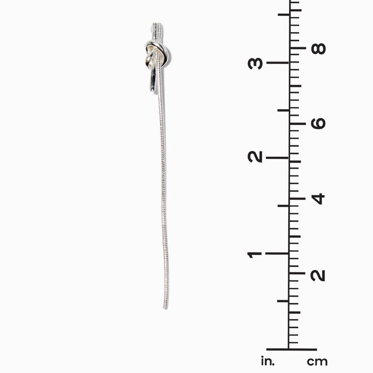 Silver-tone Tie 3&quot; Drop Earrings,
