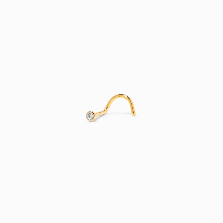 18k Yellow Gold Plated Titanium Cubic Zirconia 20G Nose Stud,