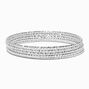 Silver-tone Laser Cut Textured Bangle Bracelets - 5 Pack,