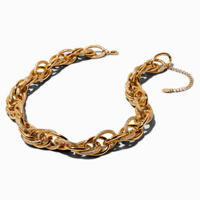 Gold-tone Mega Textured Chain Necklace ,