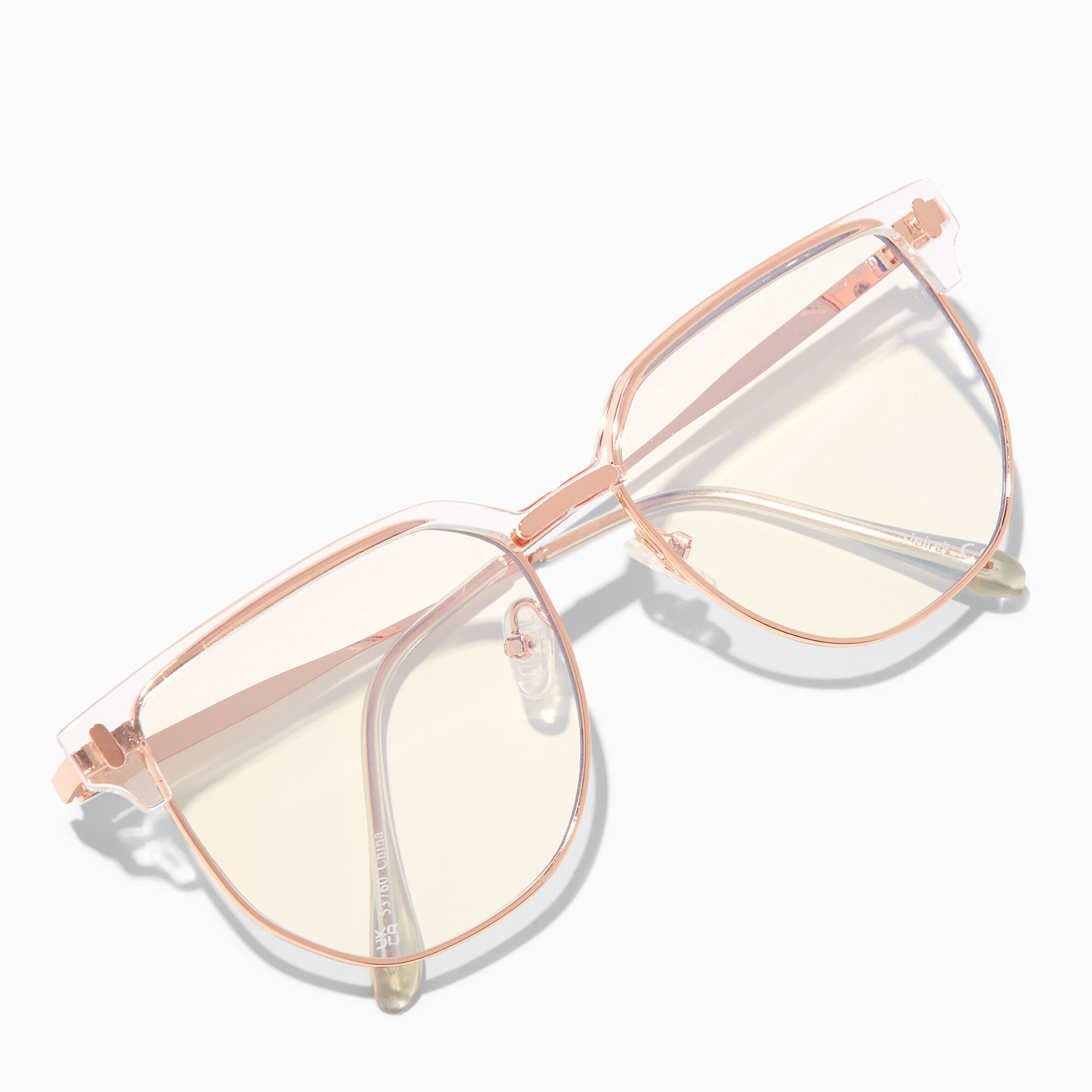 Solar Blue Light Reducing Rose Gold Geometric Clear Lens Frames Icing US