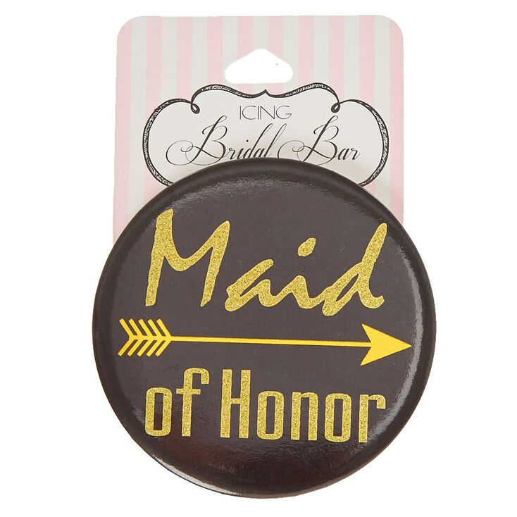 Black & Gold Maid of Honor Button,