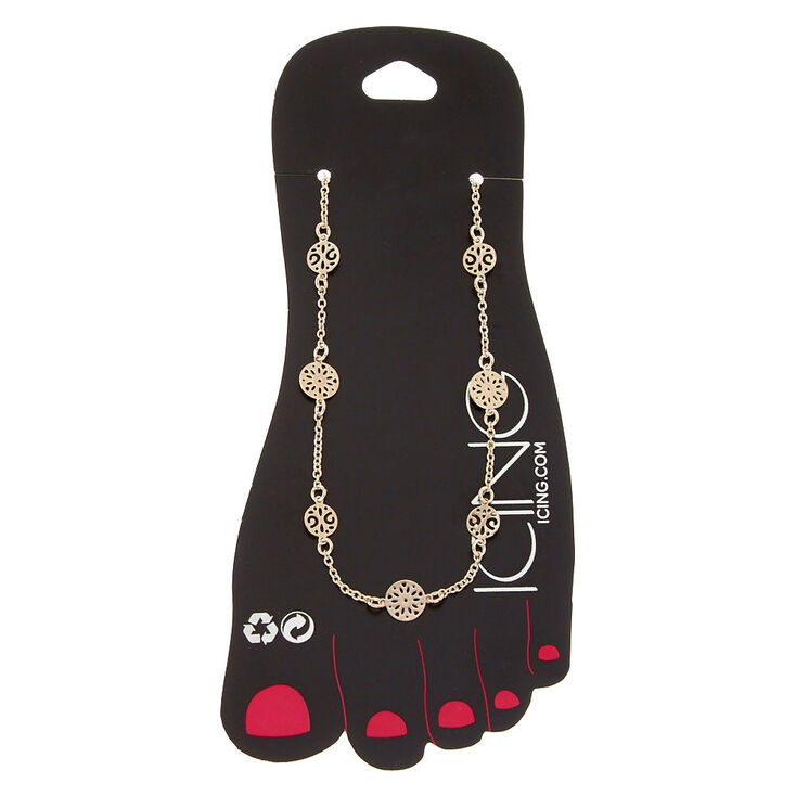 Rose Gold Tone Filigree Disc Anklet,
