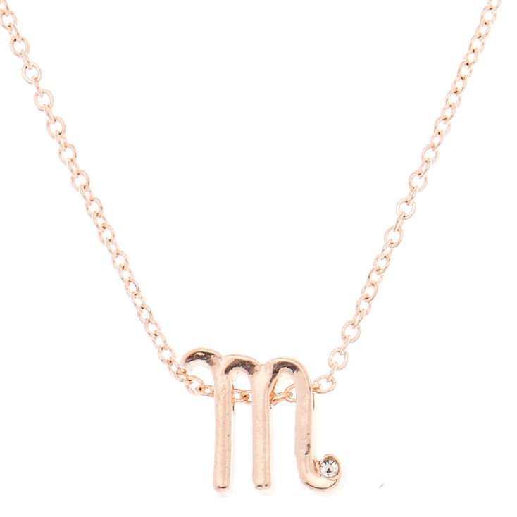 Rose Gold Cursive Initial Pendant Necklace - M,