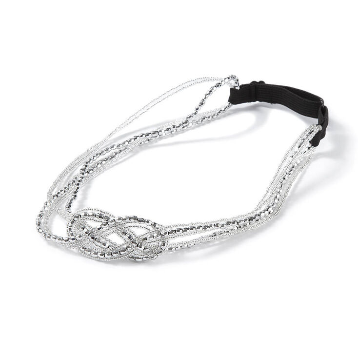 Silver Metallic & Seed Beads Infinity Symbol Headwrap,