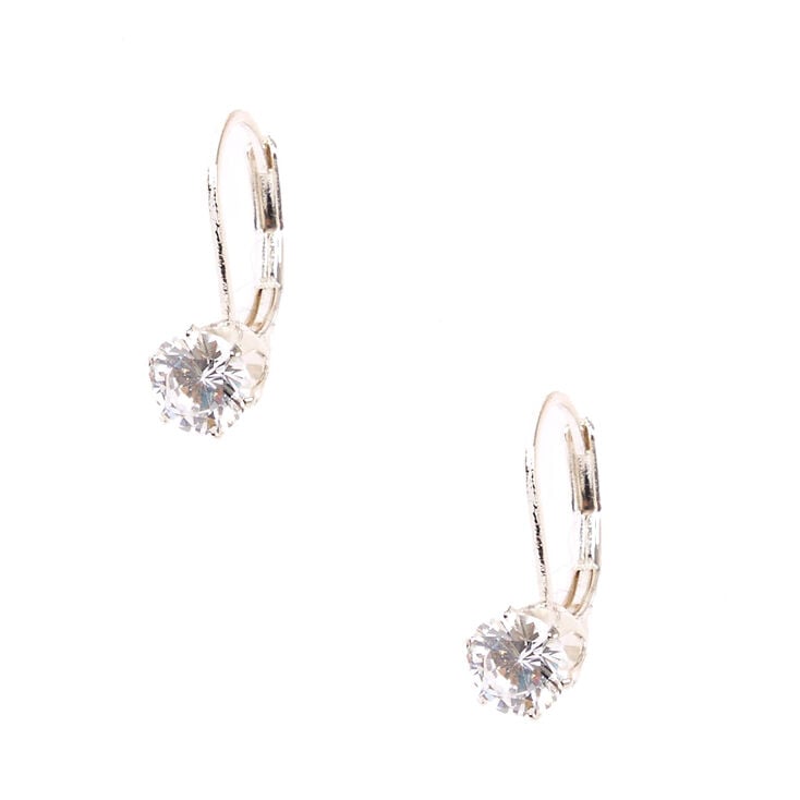 Silver Cubic Zirconia Mini Hoop Earrings,