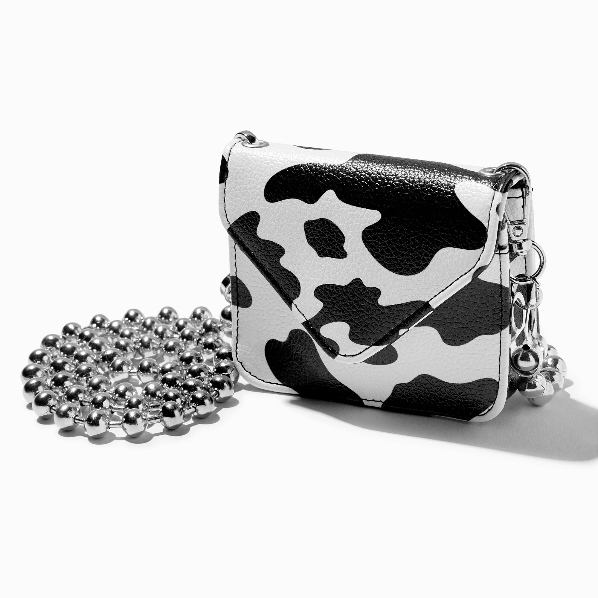 Cow Print Chain Strap Crossbody Wallet