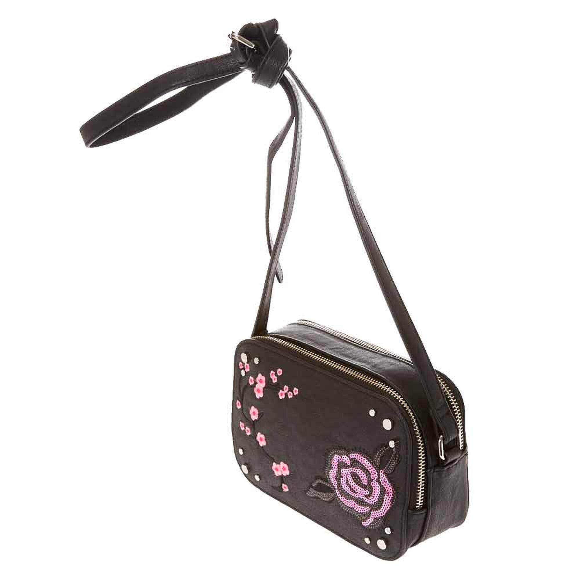 Black Faux Leather Crossbody Camera Bag Icing US