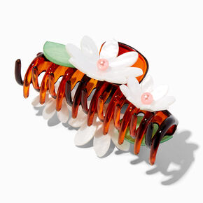 Pearlized Flower &amp; Tortoiseshell Hair Claw,