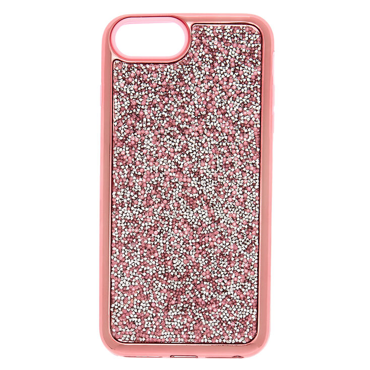 Pink Crushed Stone Protective Phone Case - Fits iPhone 6/7/8 Plus,