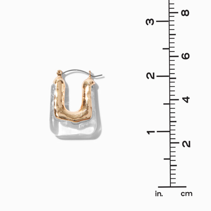 Gold-tone &amp; Clear Rectangle 20MM Hoop Earrings,