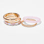 Pink Hearts Gold Woven Rings Set - 4 Pack,