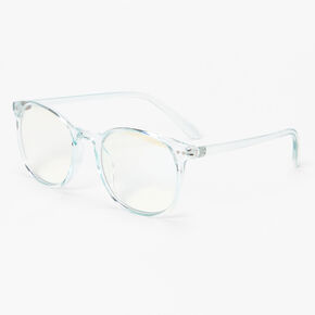 Solar Blue Light Reducing Round Clear Lens Frames - Blue,