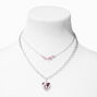 Silver Melted Drip Pink Heart Multi-Strand Necklace,