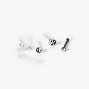 Sterling Silver Yin Yang Stud Nose Rings - 6 Pack,